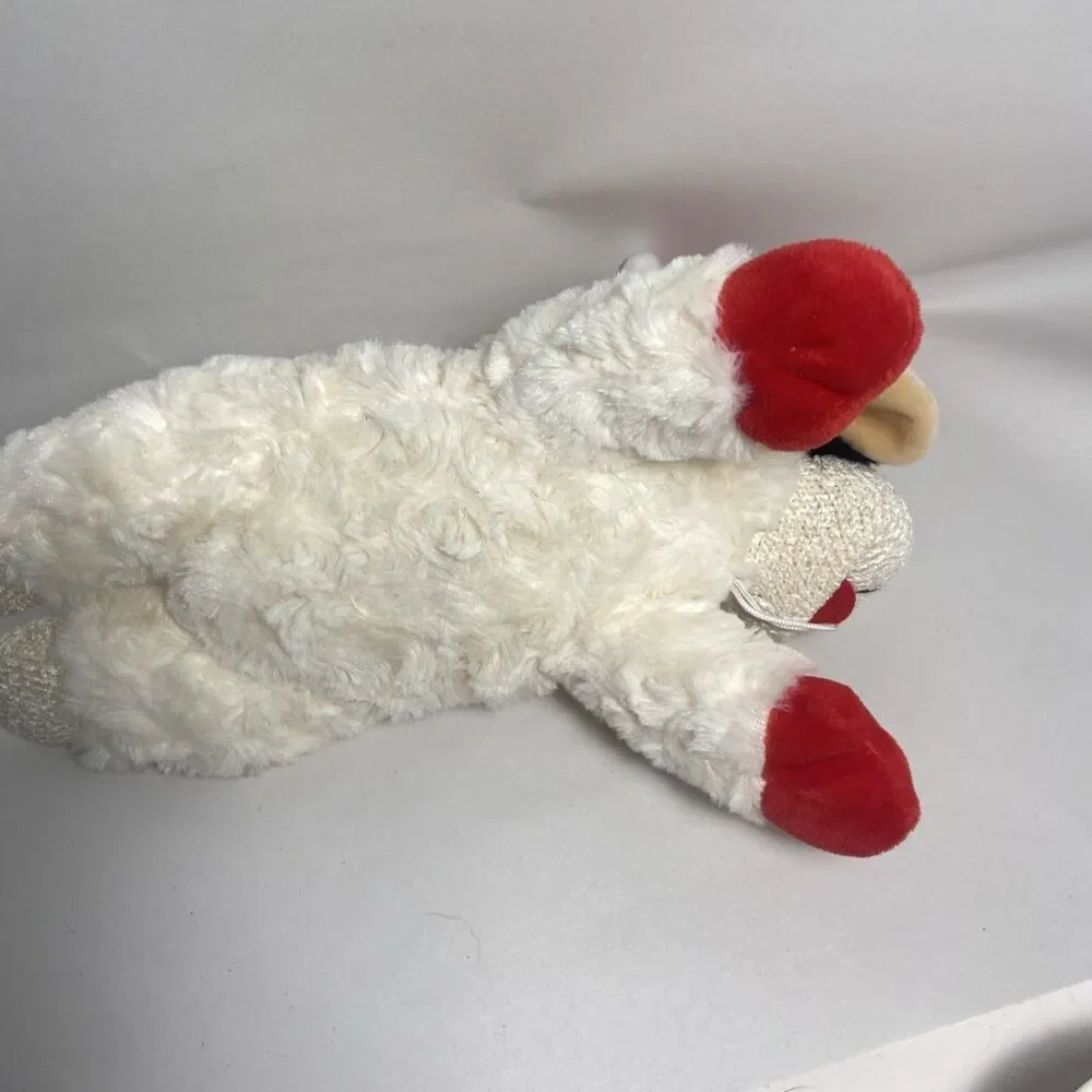 Lamb Chop Dog Toy With Squeaker Santa Hat 12 Inches Long No paper hang tag
